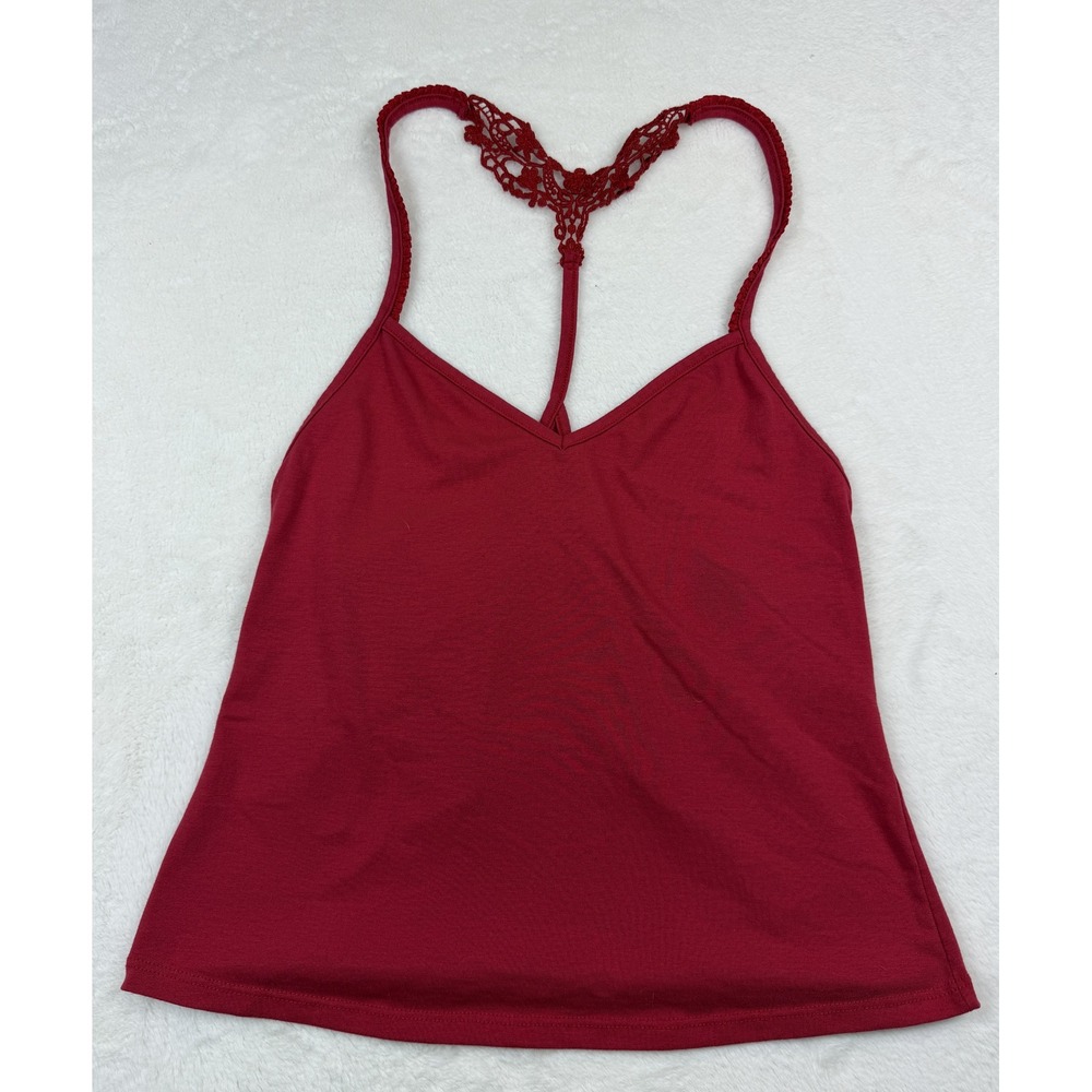 Mapale Women Red Lace Racerback Camisole V-Neck Tank Top
